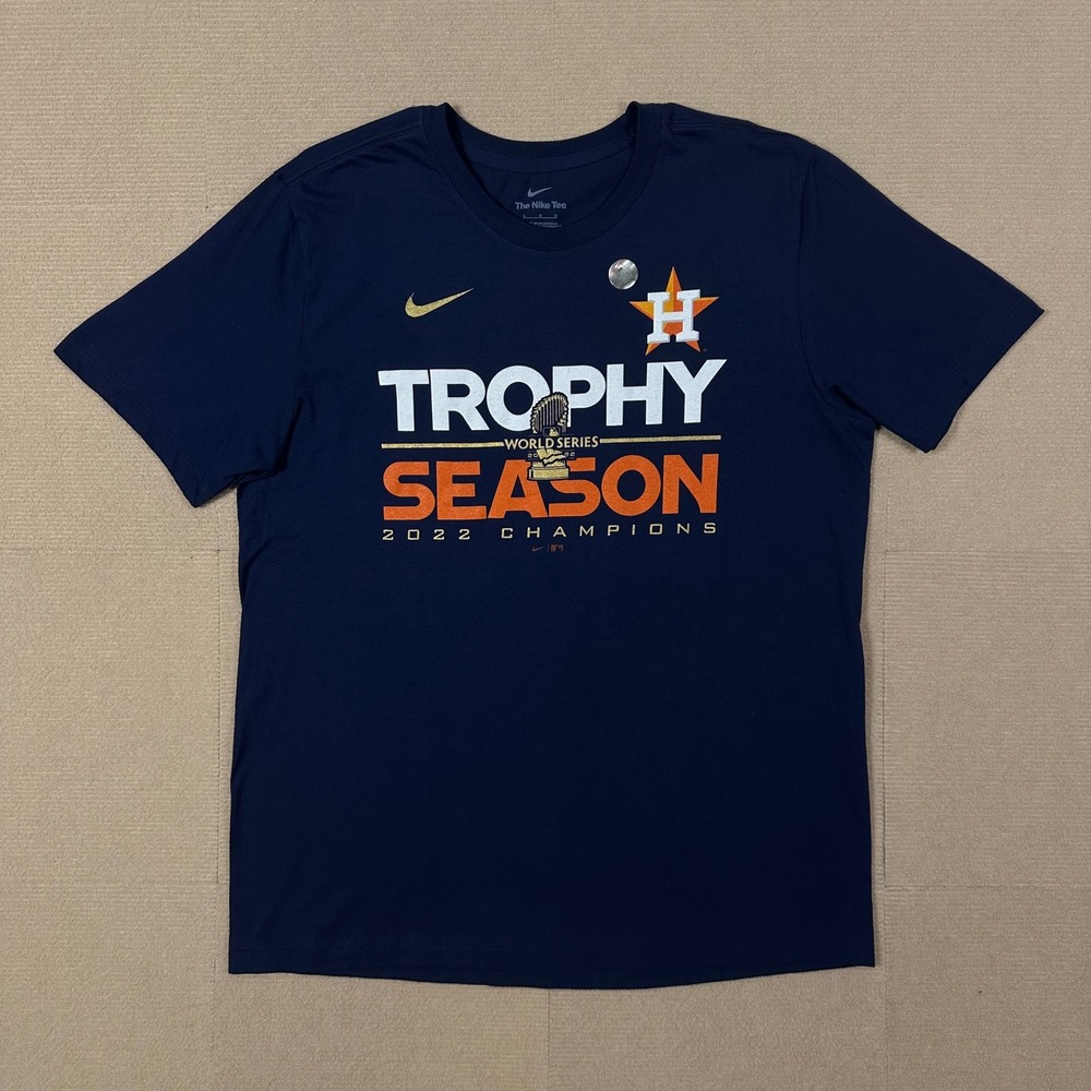 Nike Houston Astros 2022 World Series Champions T-Shirt Mens Large Navy Trophy